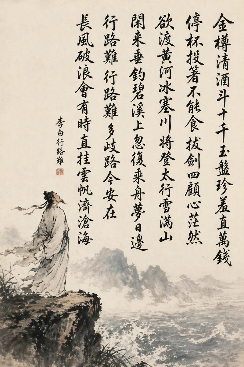 Chinese Calligraphy Poetic Landscape