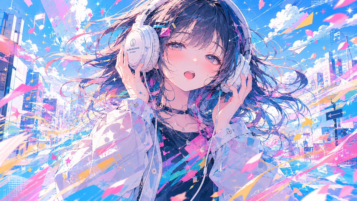 Girl anime illustration futuristic street