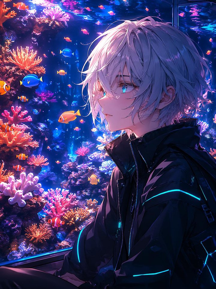 Portrait anime cyber cyberpunk neon