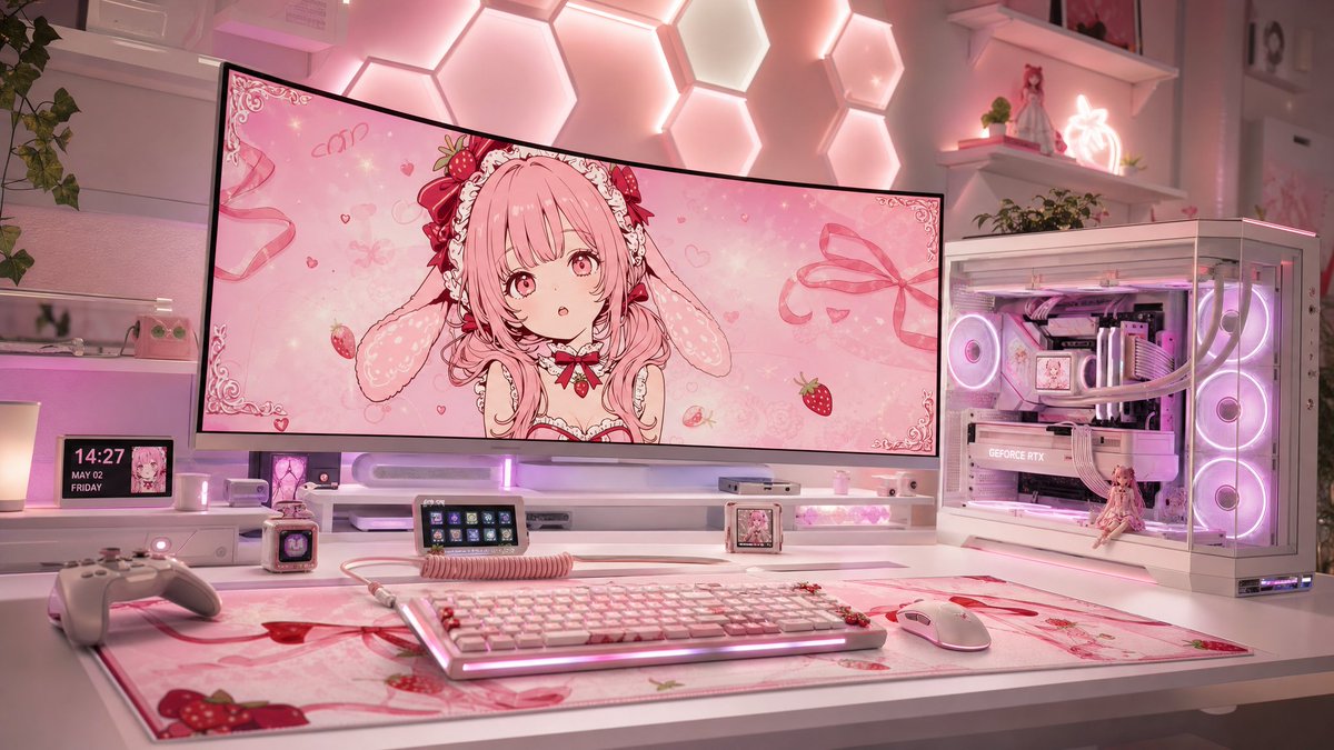 Girl anime realistic dreamy neon cute
