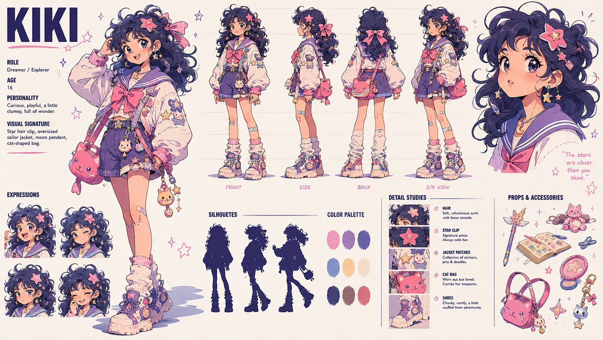 Girl anime illustration dreamy starry sky cute