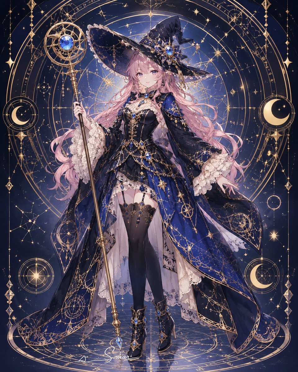 Female anime illustration, night scene, elegant