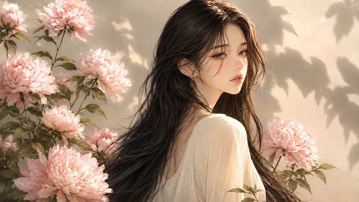 Portrait realistic illustration rain warm