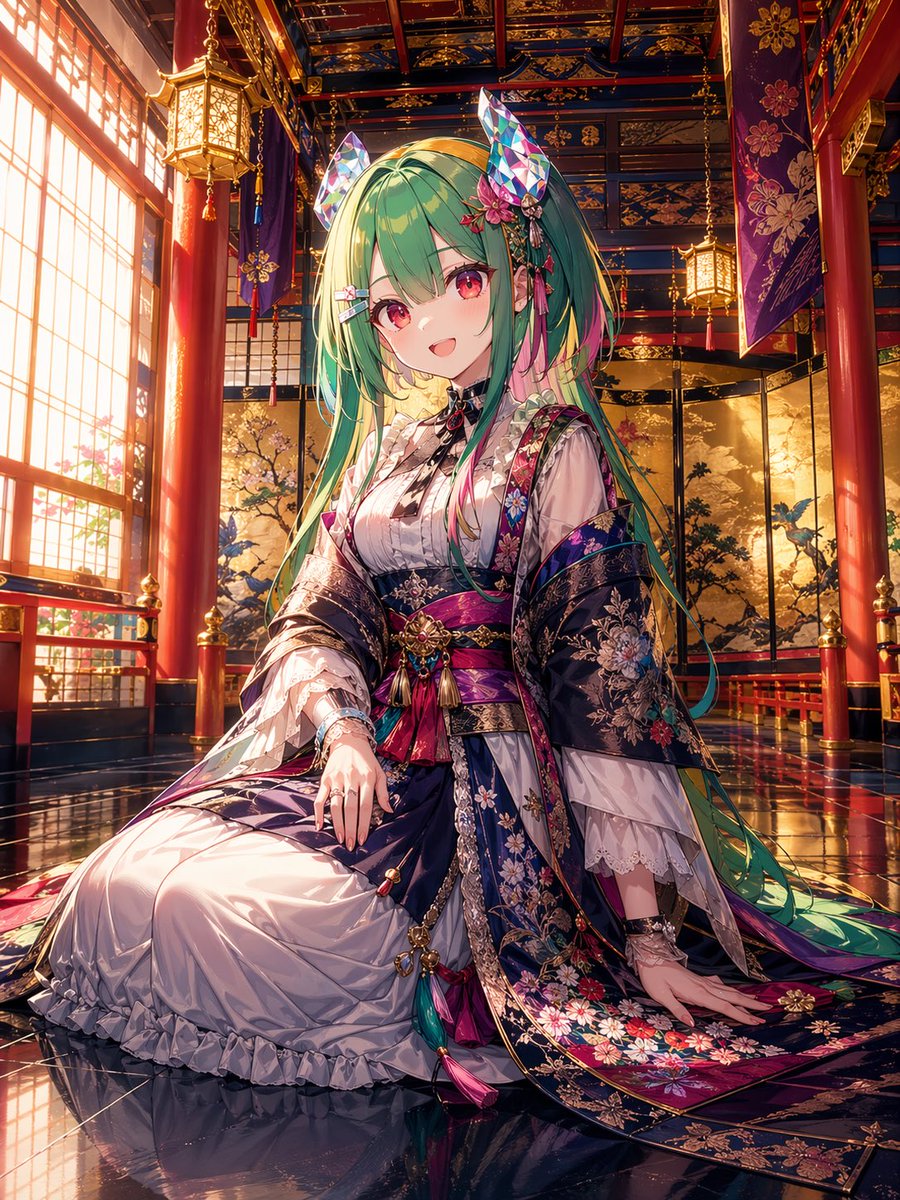 Portrait anime illustration warm elegant