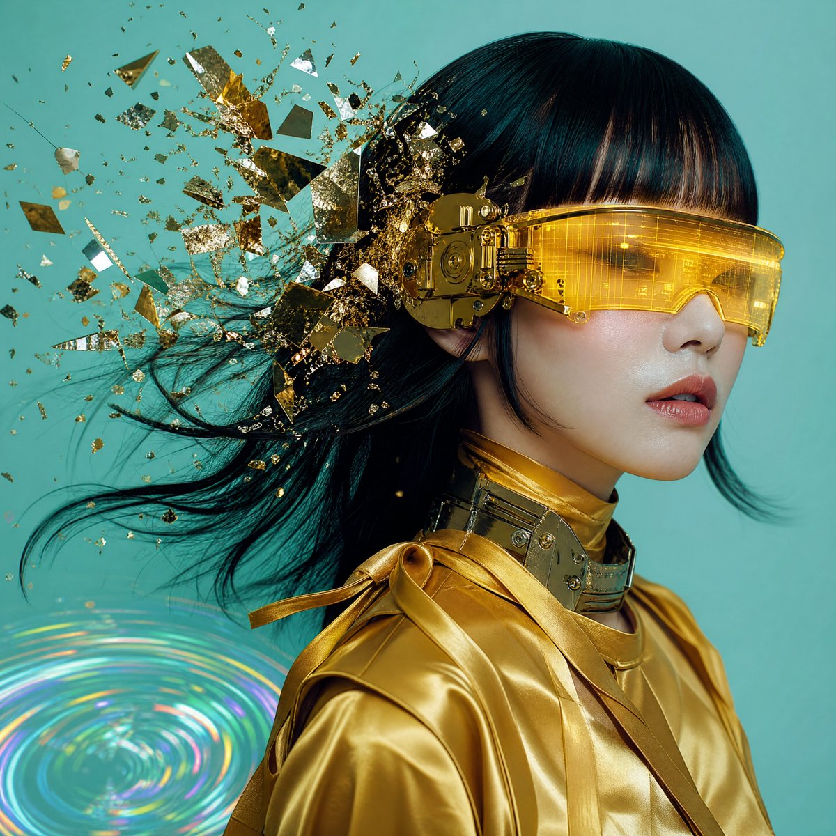 Fashion portrait with asymmetrical composition