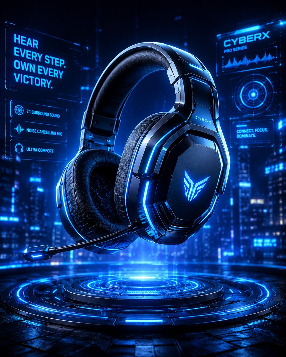 Futuristic gaming headset render.