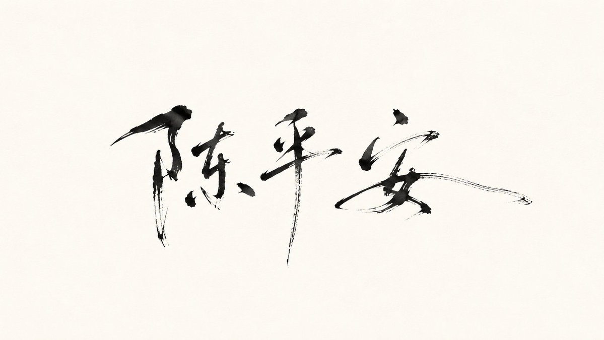 Minimalist ink calligraphy signature.