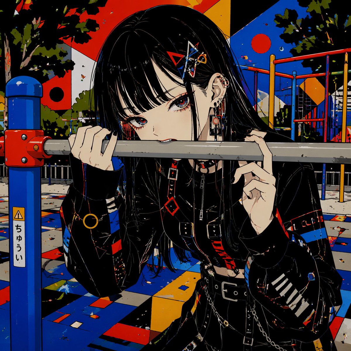 Girl anime illustration urban melancholy