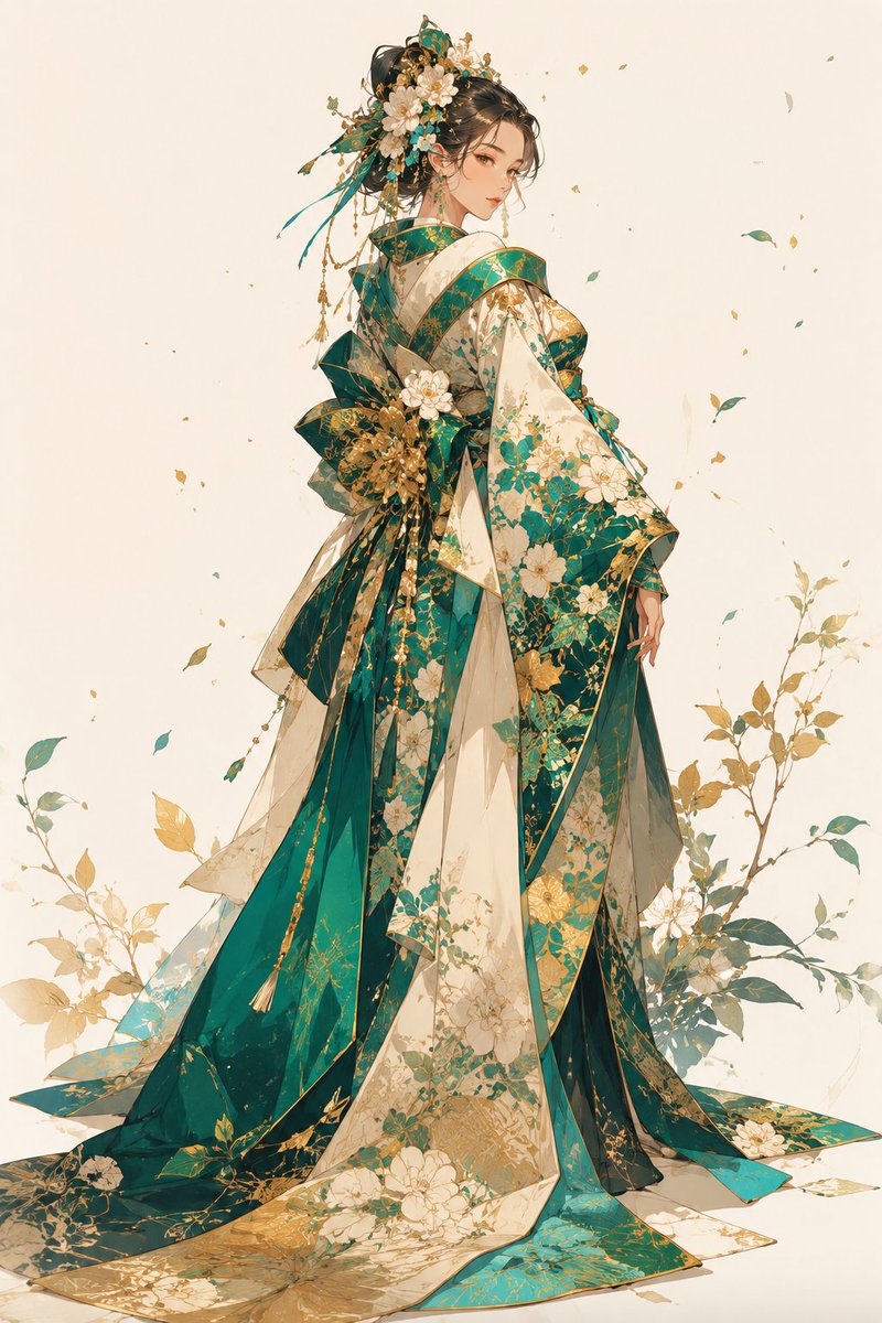 Female illustration anime dreamy warm elegant.