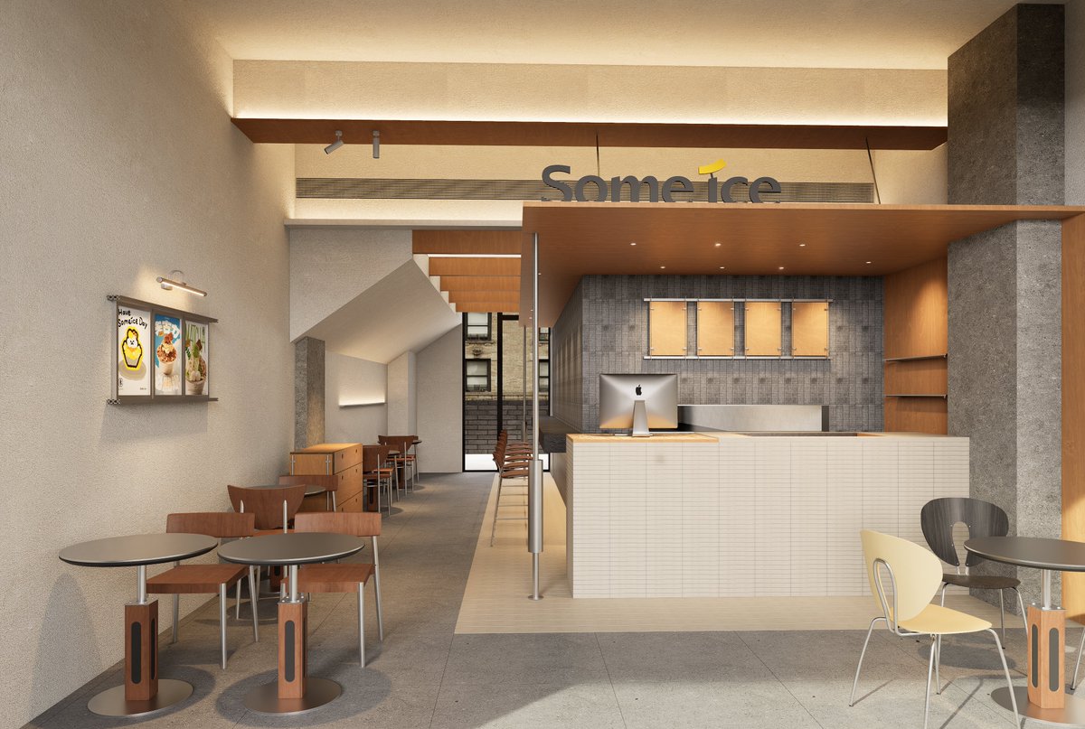 Architectural minimalist brand interior cafe