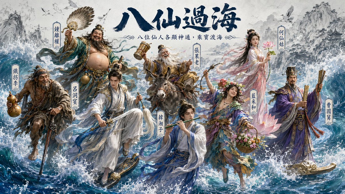 Mixed CGI ink-wash Chinese-style illustration