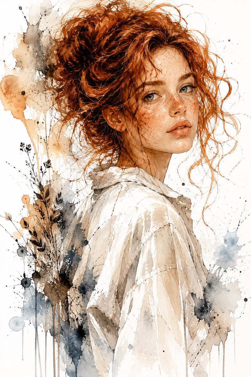 Portrait watercolor illustration elegant