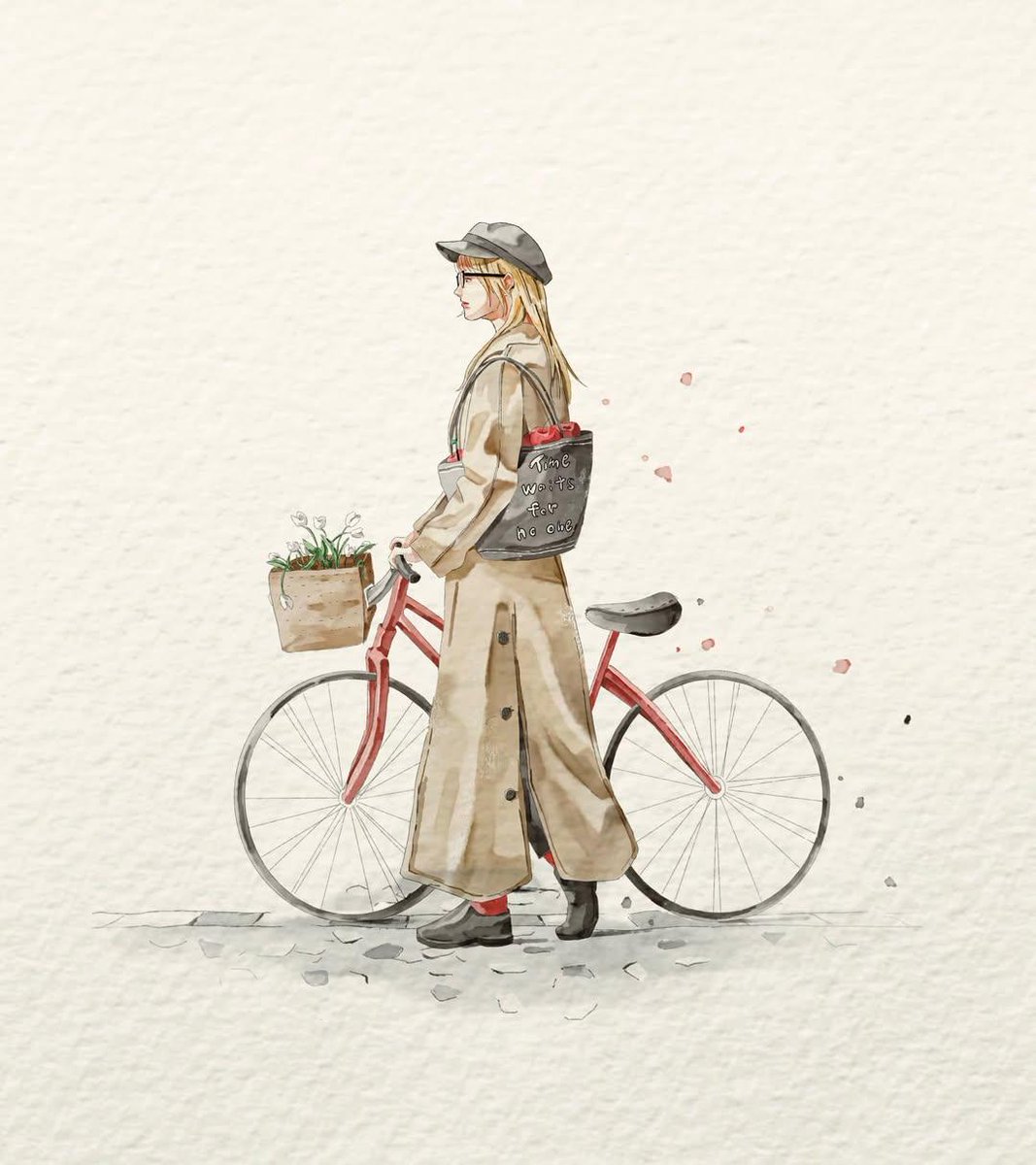 Woman illustration watercolor retro dreamy elegant