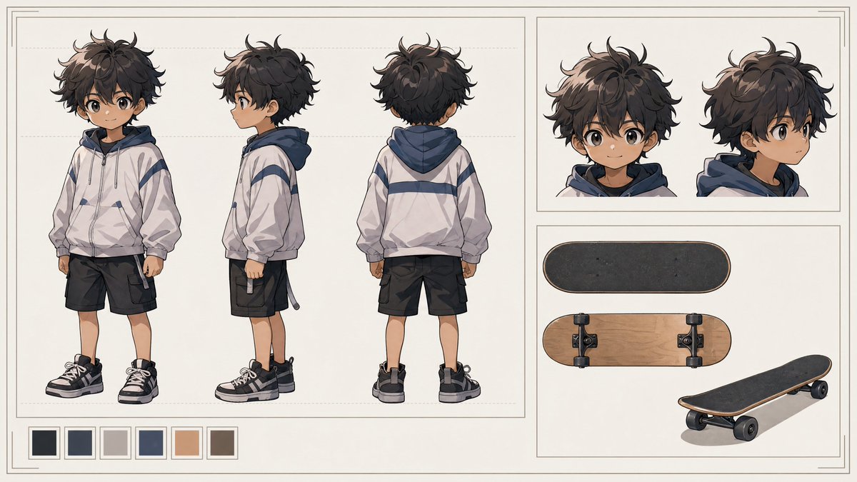 Little boy character design sheet