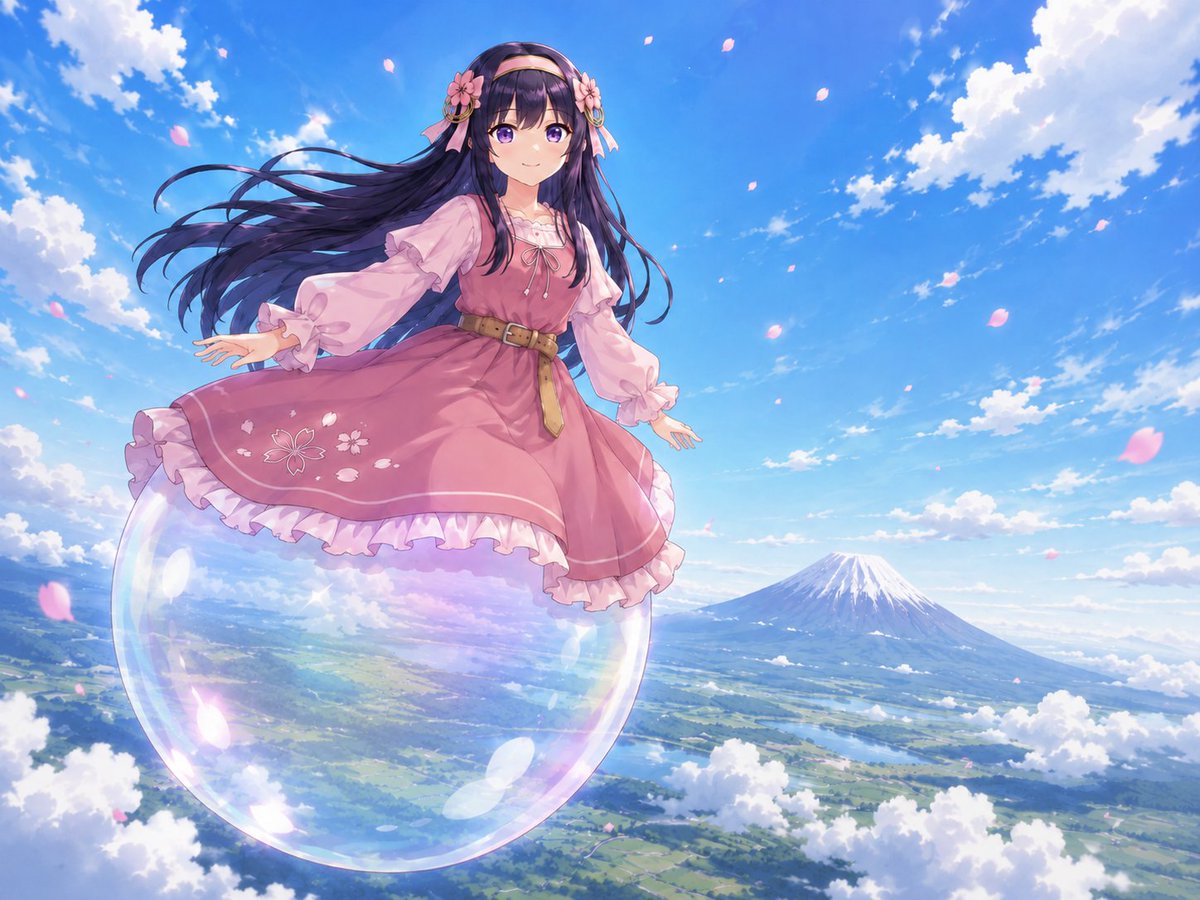 Girl anime illustration snow forest elegant