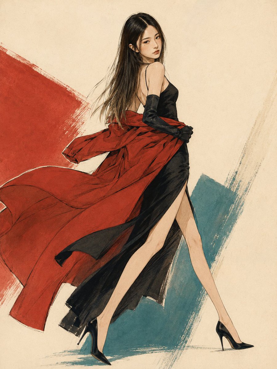 Female illustration, comic, retro, elegant