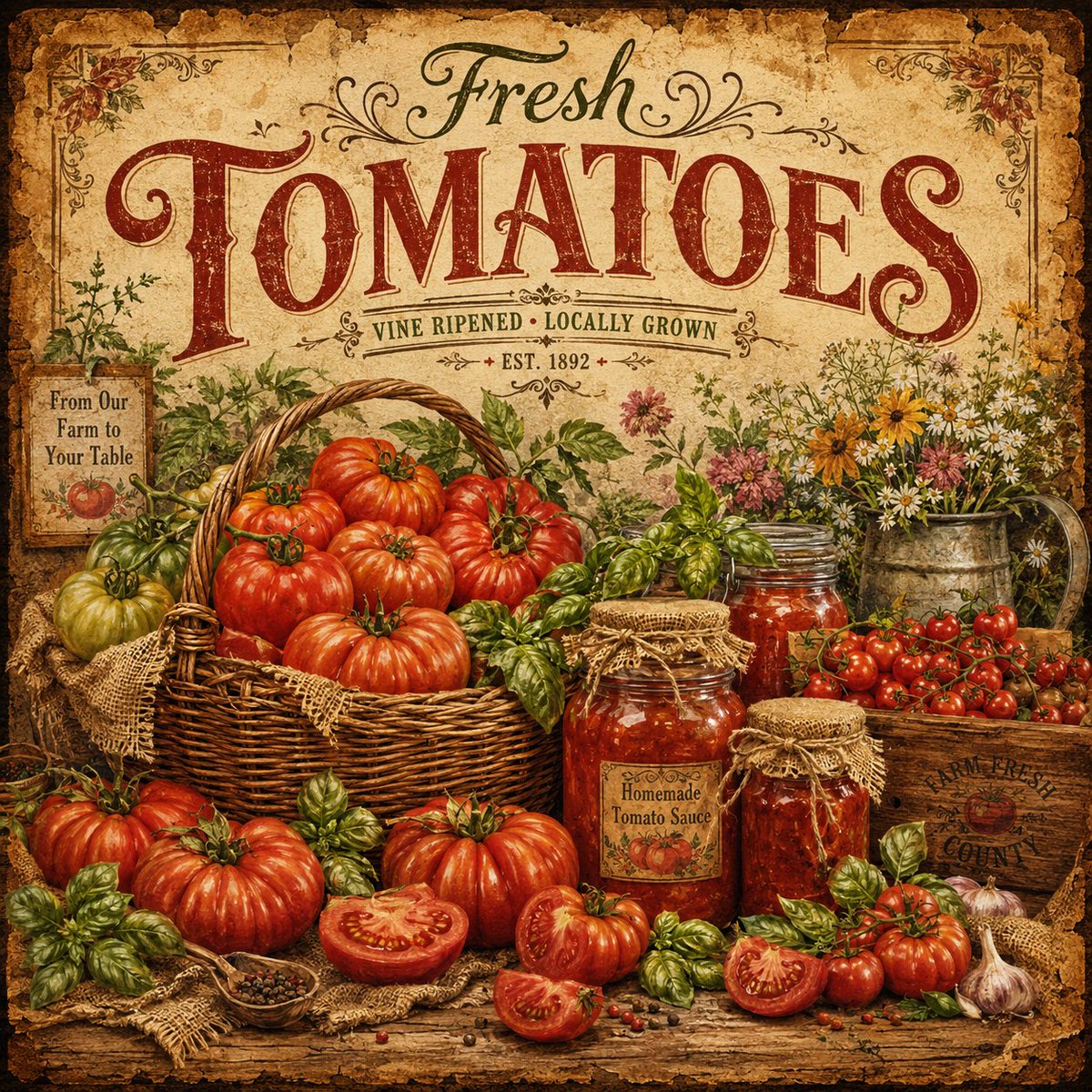 Vintage Country Farmers Market Poster