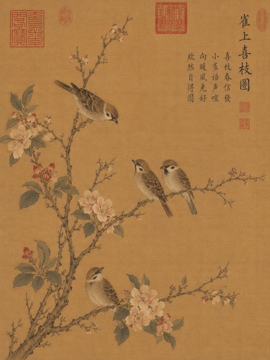 Song Dynasty-style flower-and-bird painting.