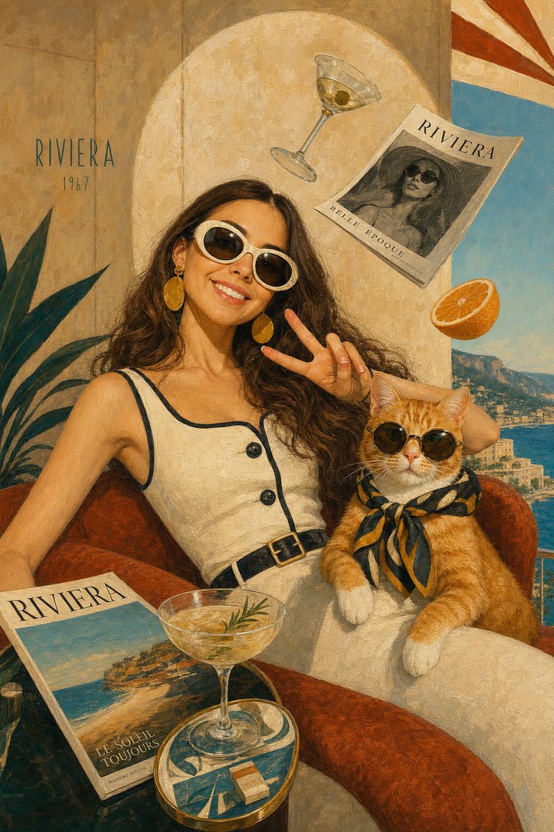 Cat illustration oil painting warm