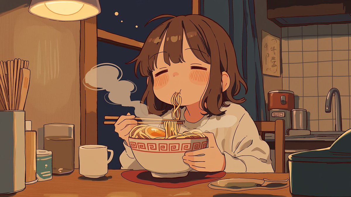 Character Anime Illustration Night Scene Retro