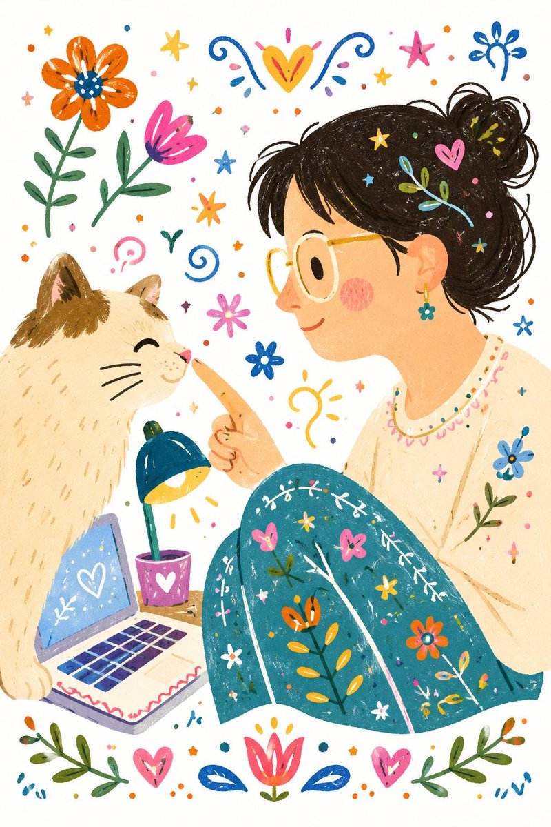 Decorative Folk Art Flat Illustration