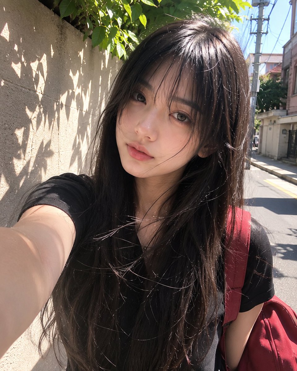 Girl realistic warm outdoor dreamy.