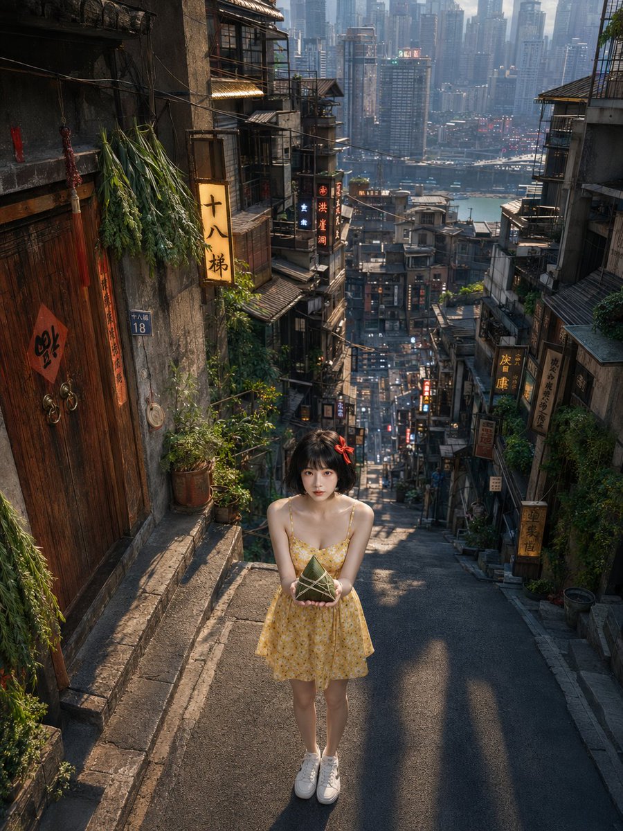Portrait, cinematic, cyber city, street