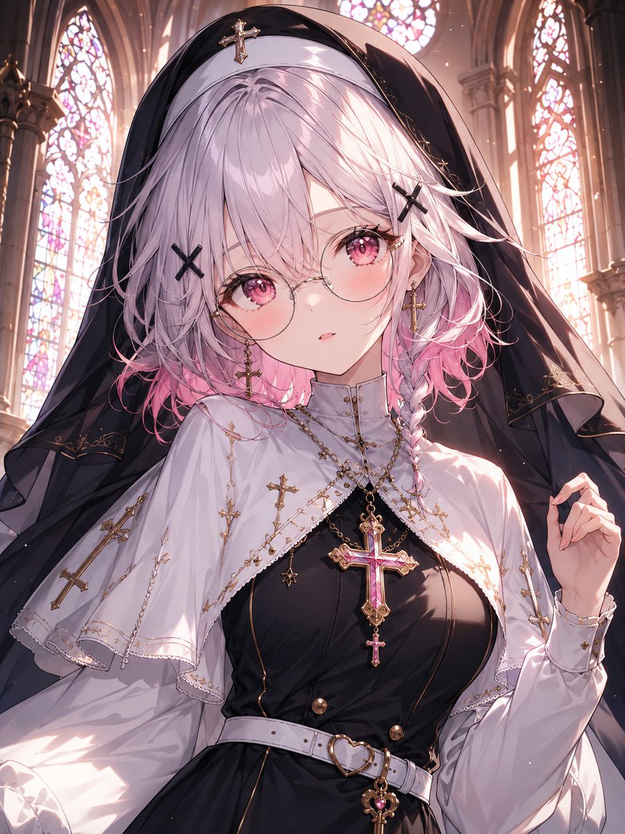 Portrait, anime, illustration, church, warm, elegant