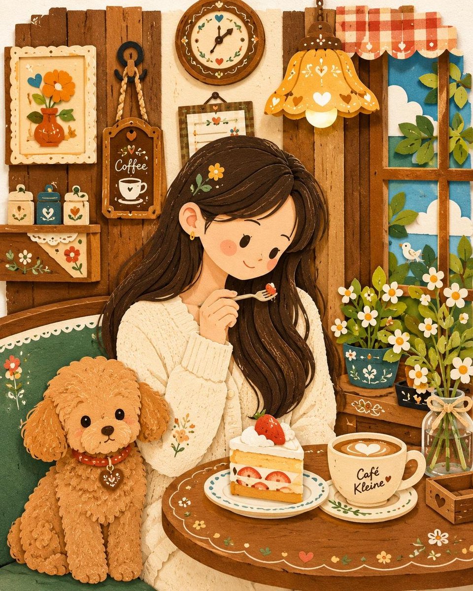 Decorative folk paper-cut illustration