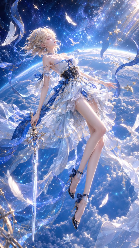 Portrait 3D anime starry sky dreamy elegant