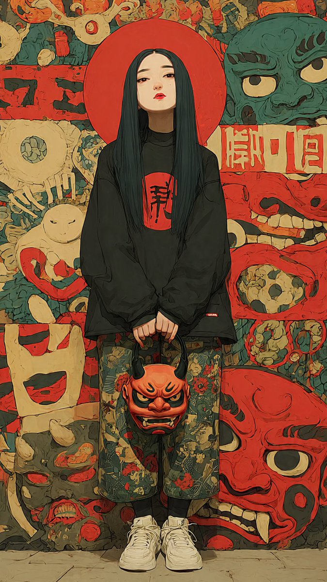 Portrait anime realistic street retro melancholic