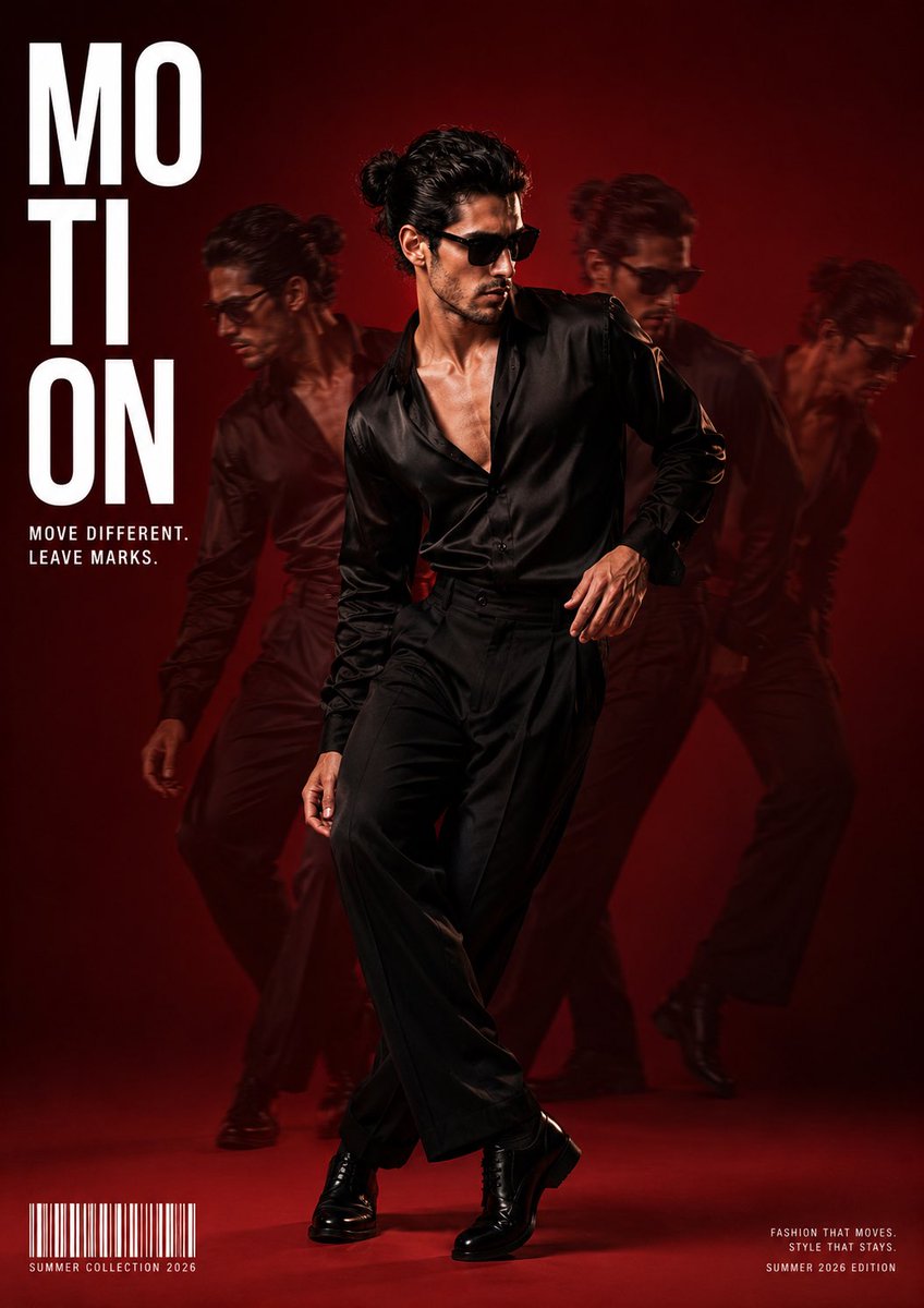 Fashion editorial magazine cover with dynamic trails