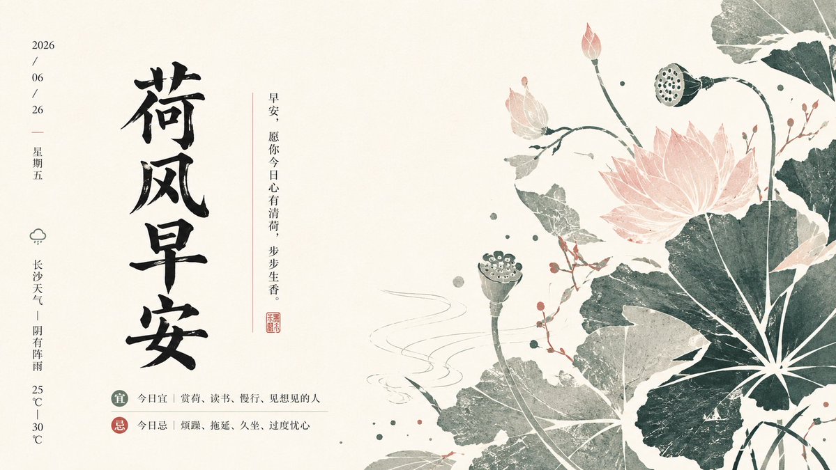 Chinese-style lotus good morning poster
