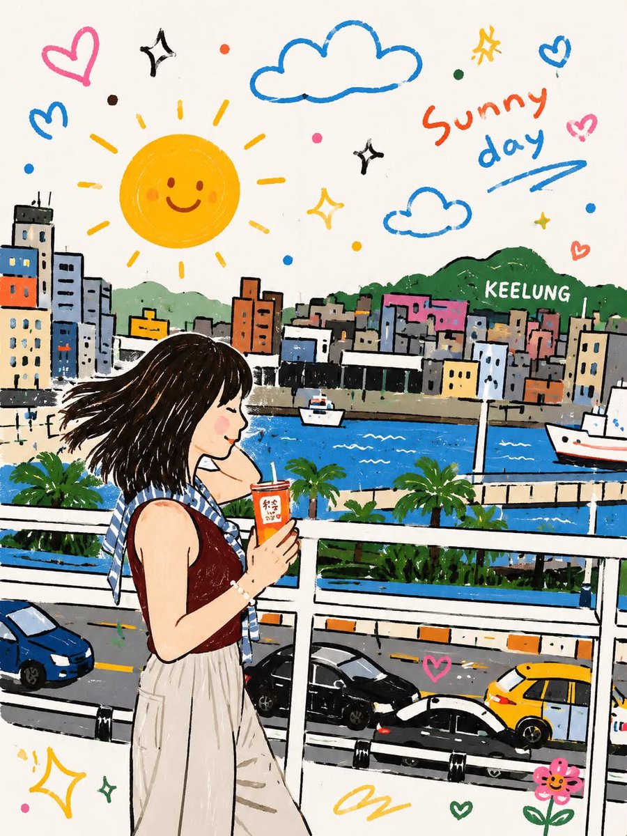 Fun childlike doodle illustration.