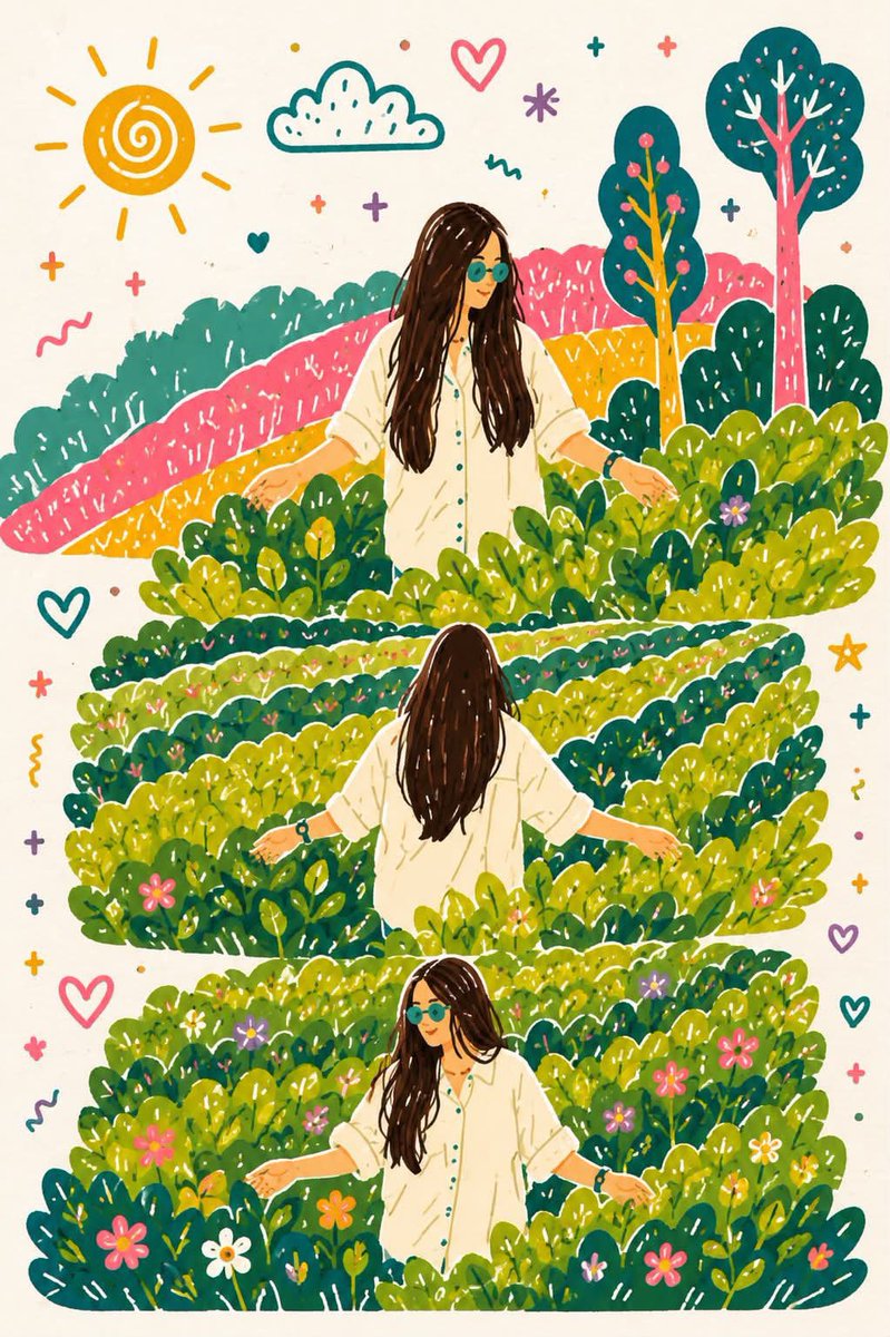 Female illustration, hand-drawn, dreamy, warm, gentle