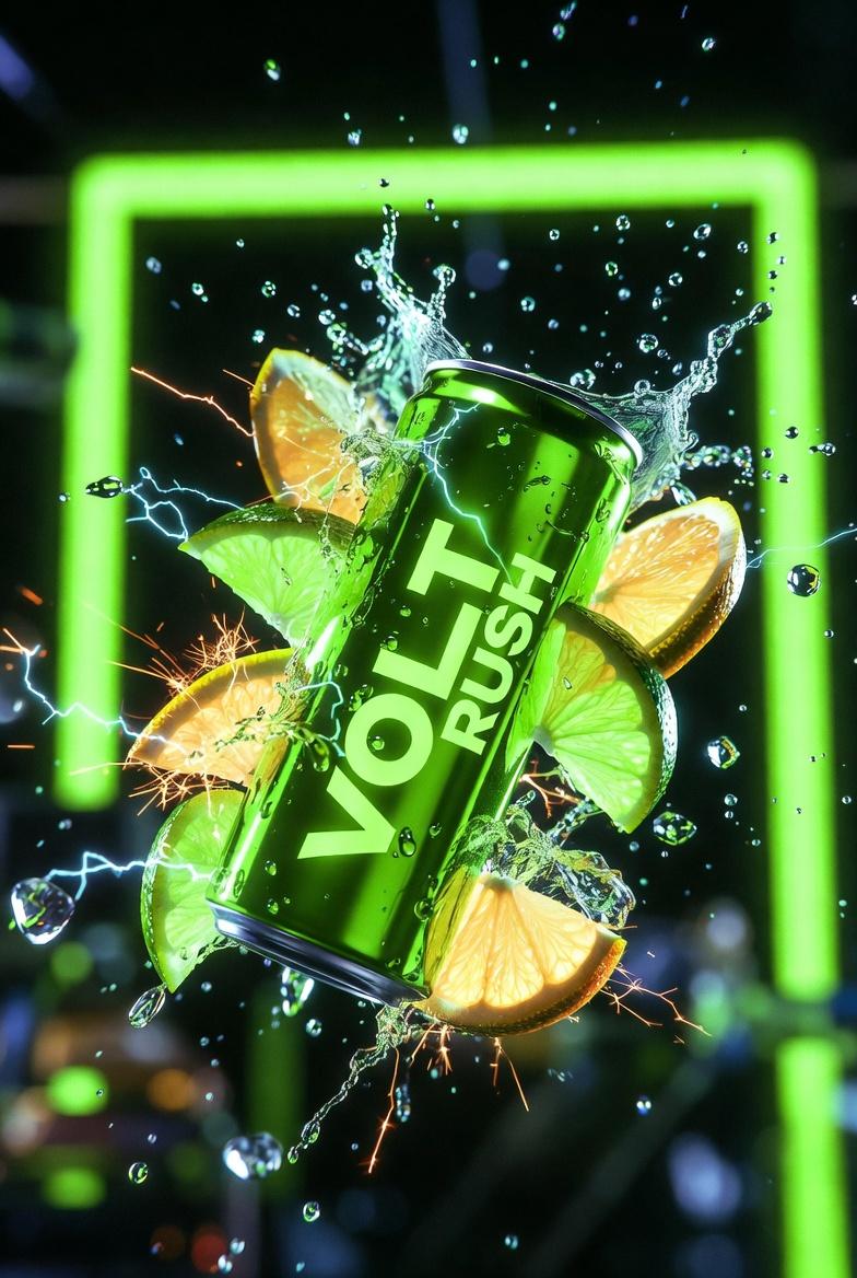 Neon energy drink product shoot