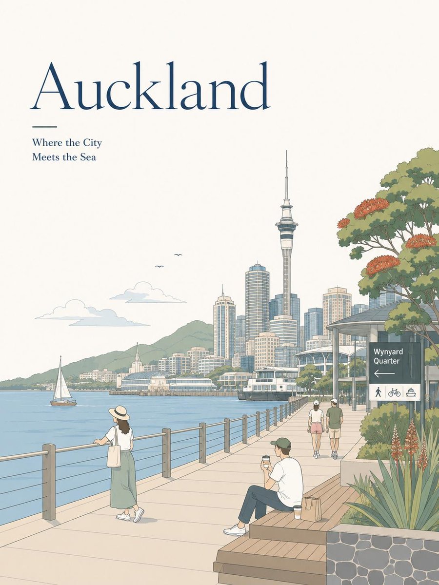 Landscape illustration minimalist city mountain elegant