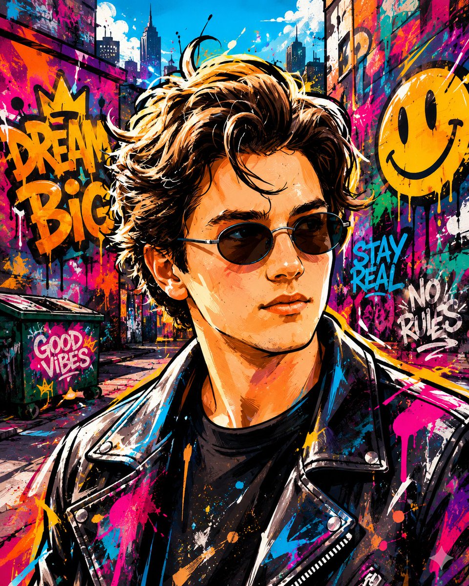 Vibrant graffiti street art style transformation