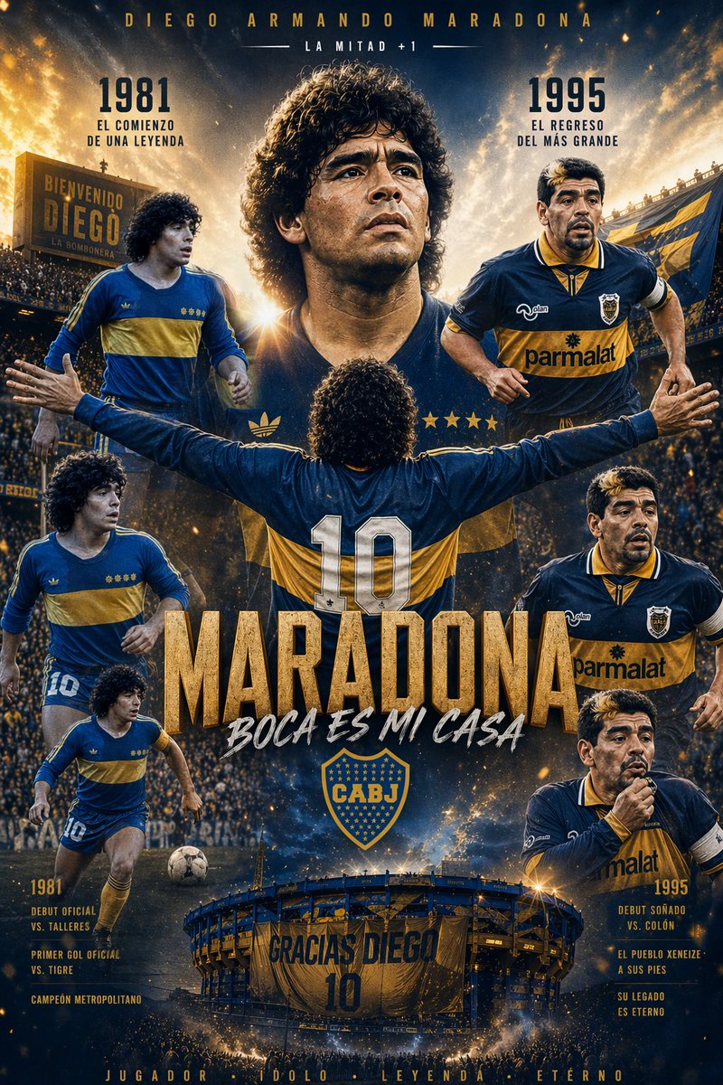 Maradona Boca Juniors infographic poster