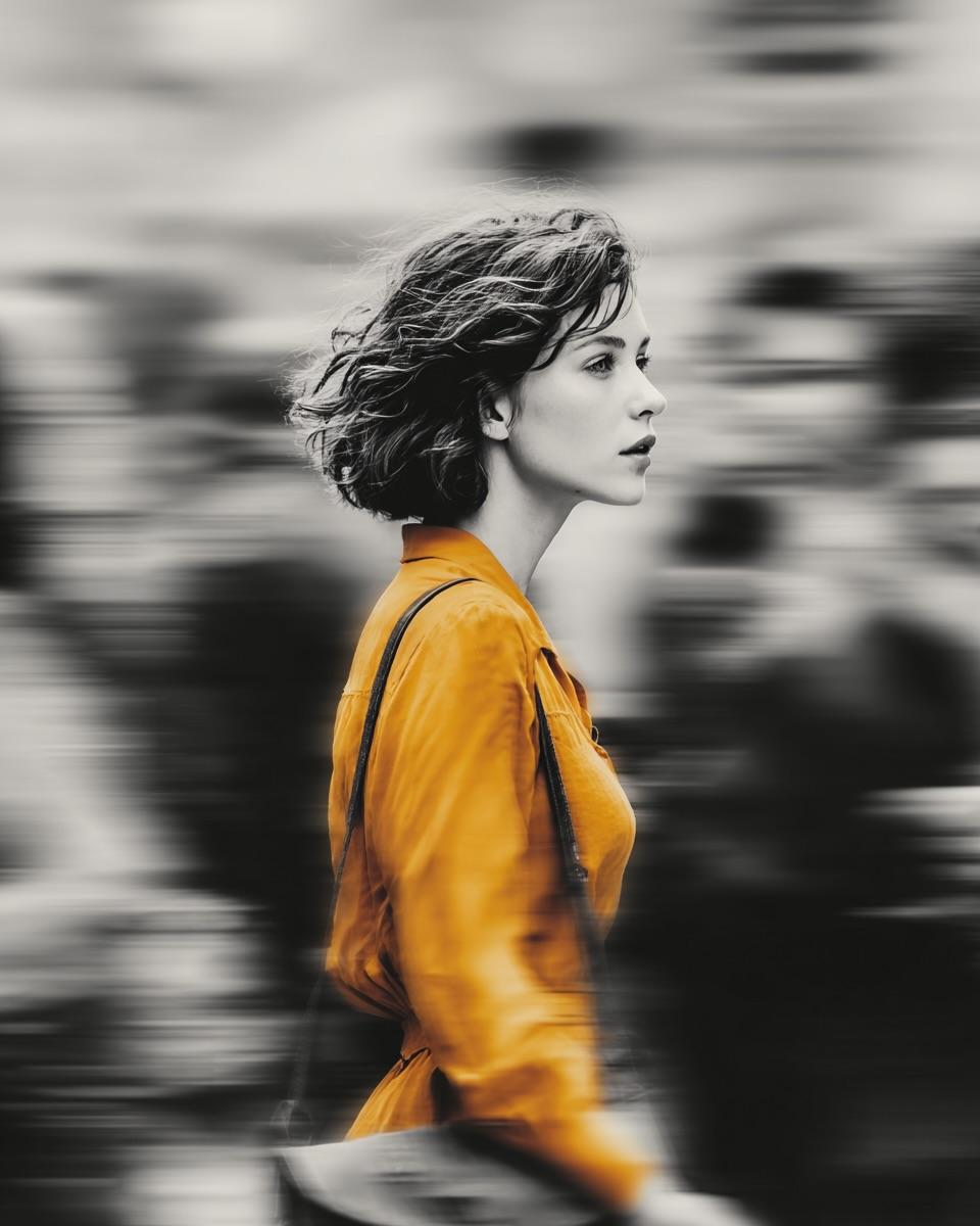 Portrait cinematic film urban street elegant.