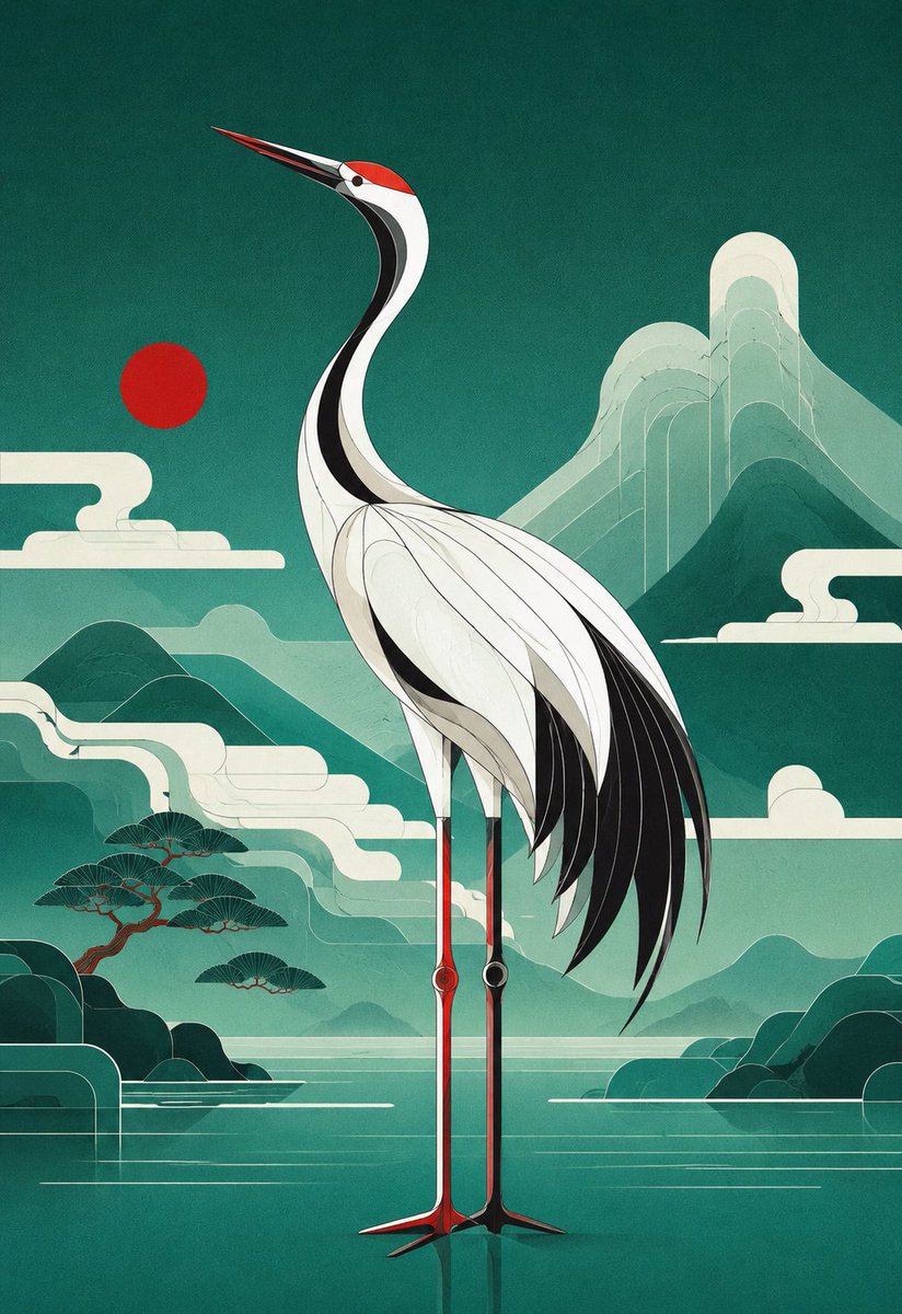 Animal illustration poster, mountain, elegant.
