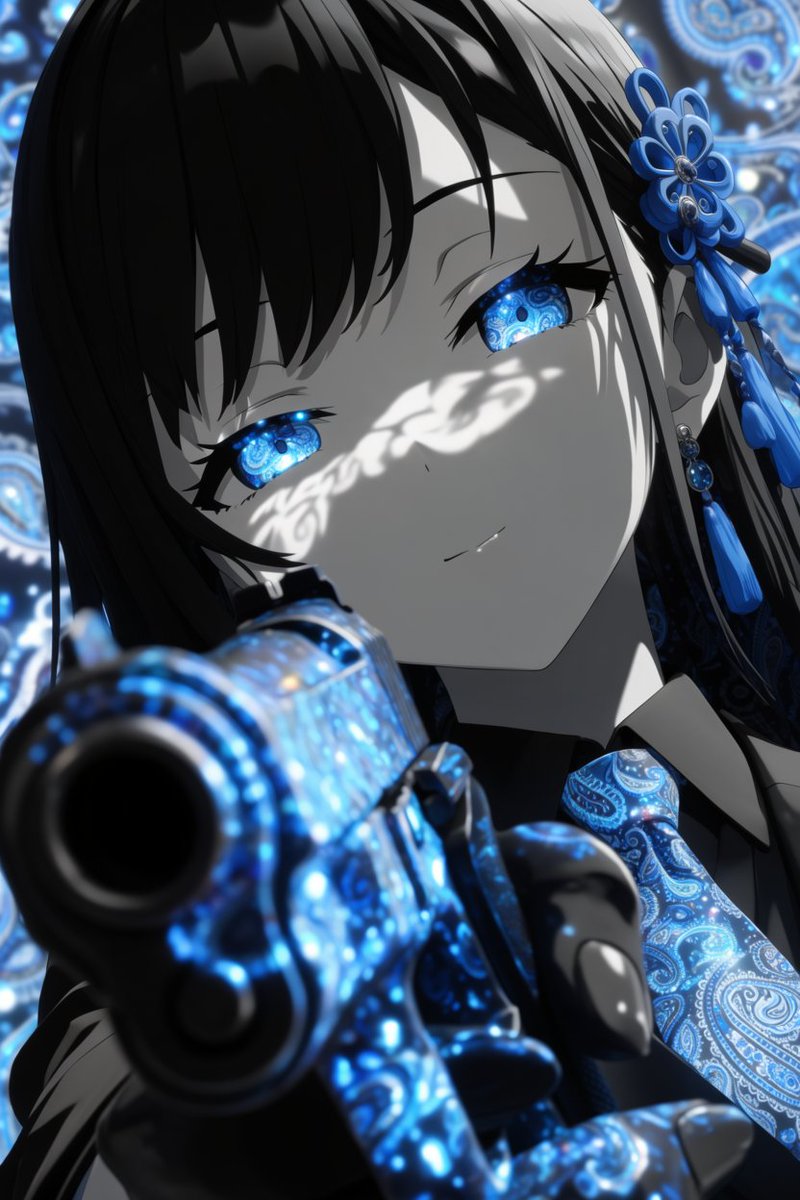Dark elegant anime portrait illustration.