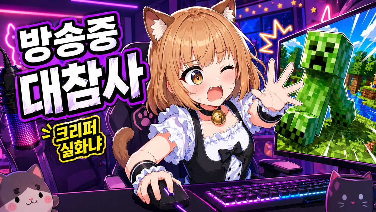 Cat anime cover neon cute