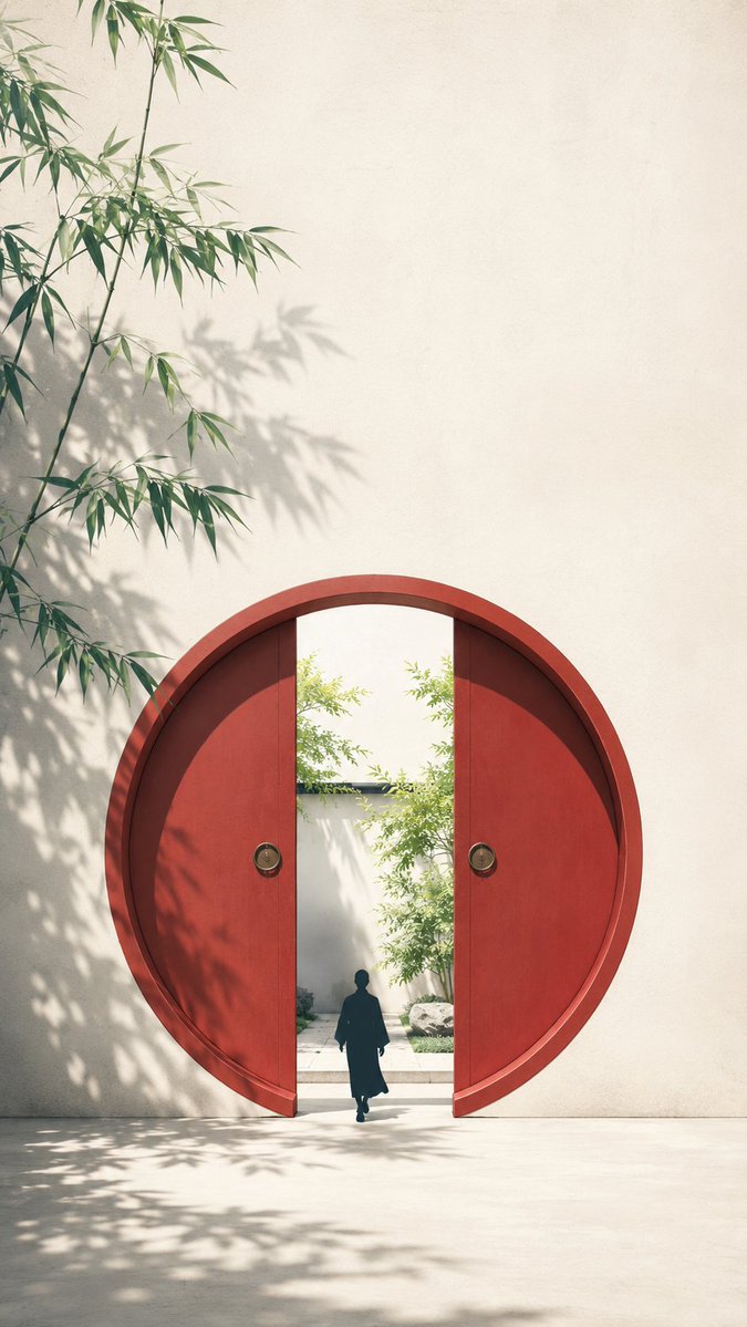 Oriental Zen courtyard poster