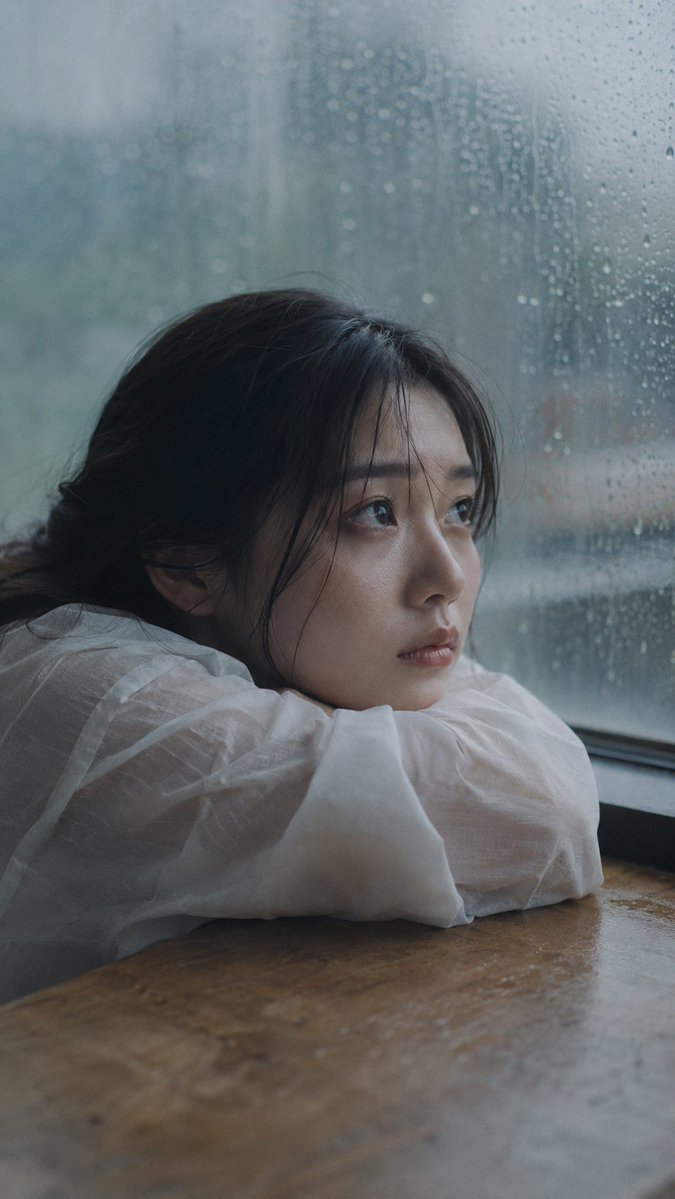 Portrait film rain cool tone melancholy