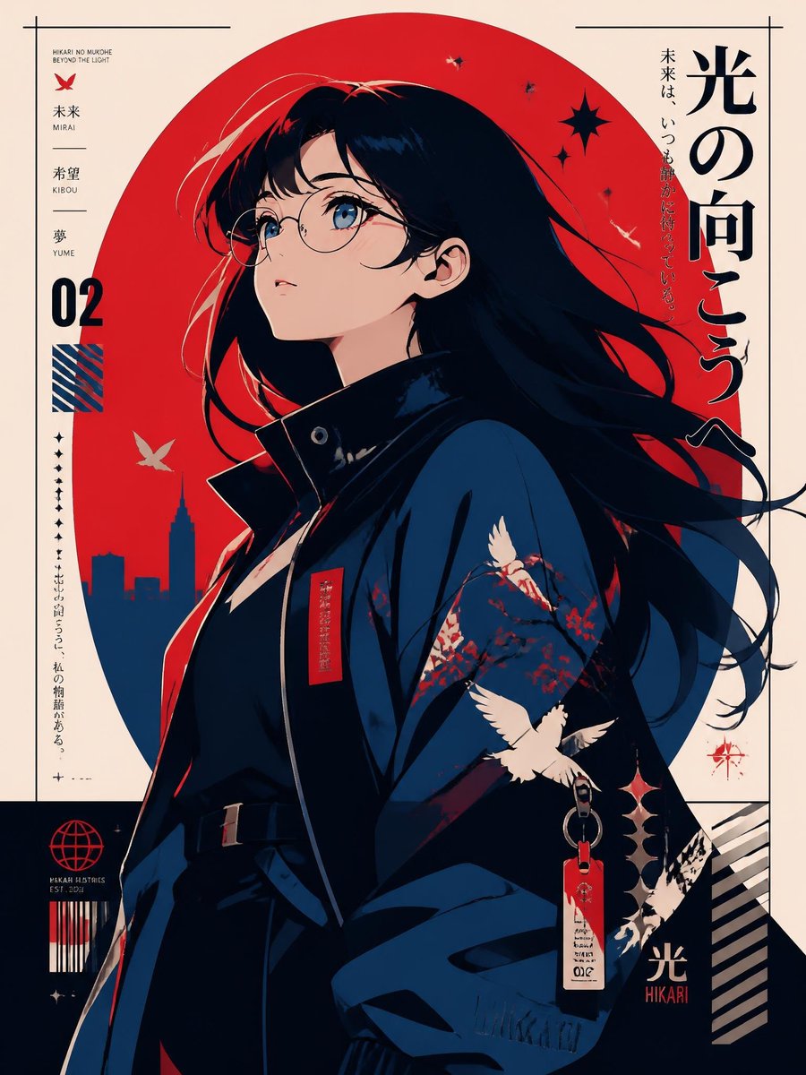 Girl anime illustration city futuristic elegant