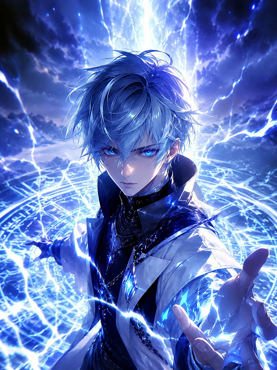 Male anime illustration future rain