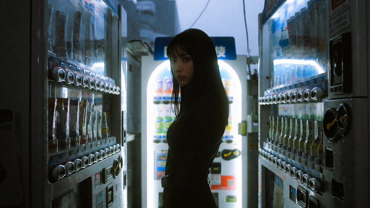 Female cinematic film rain