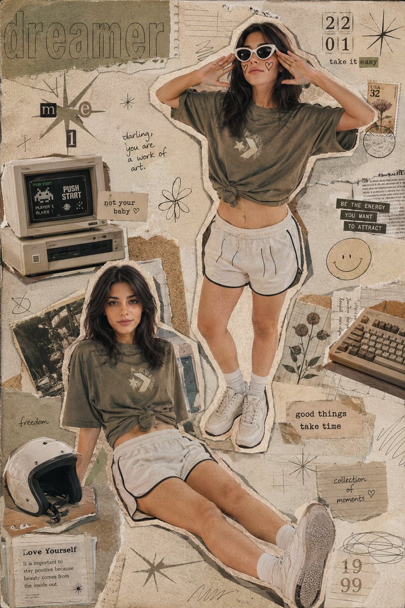 Female poster graffiti retro warm