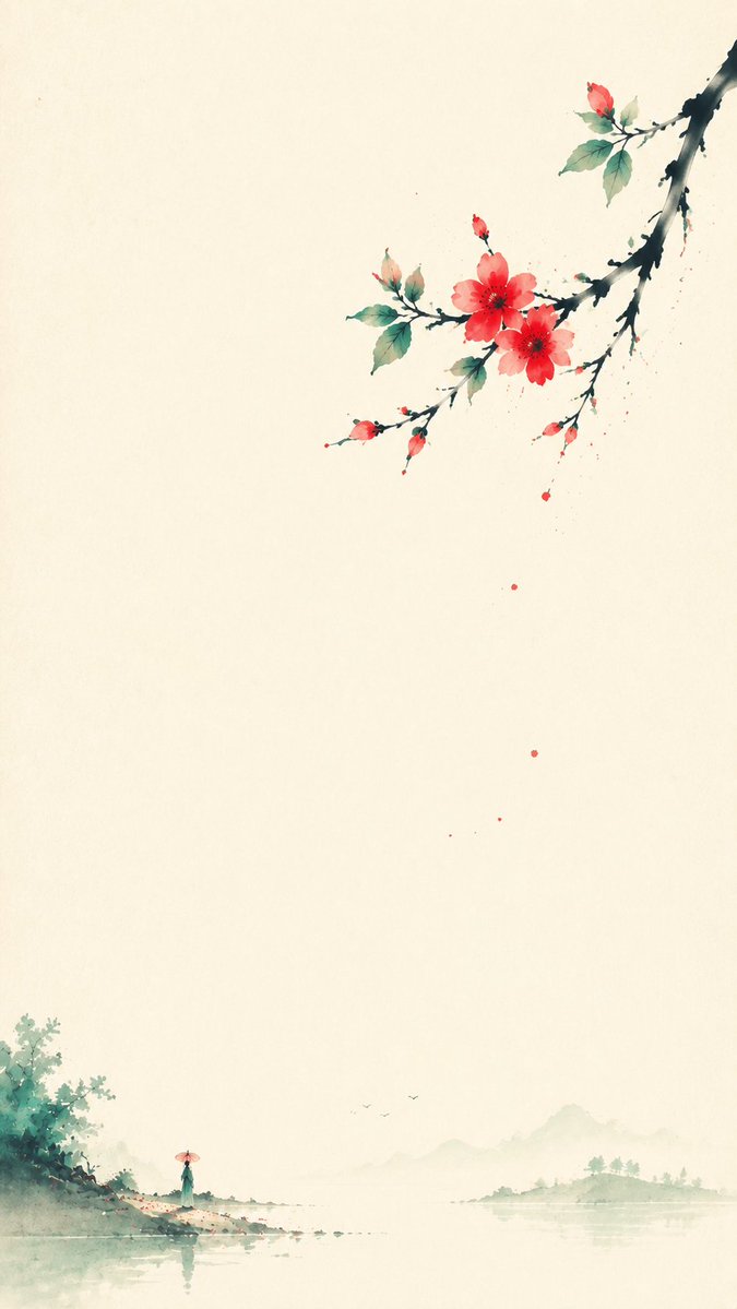 Oriental Zen minimalist spring illustration